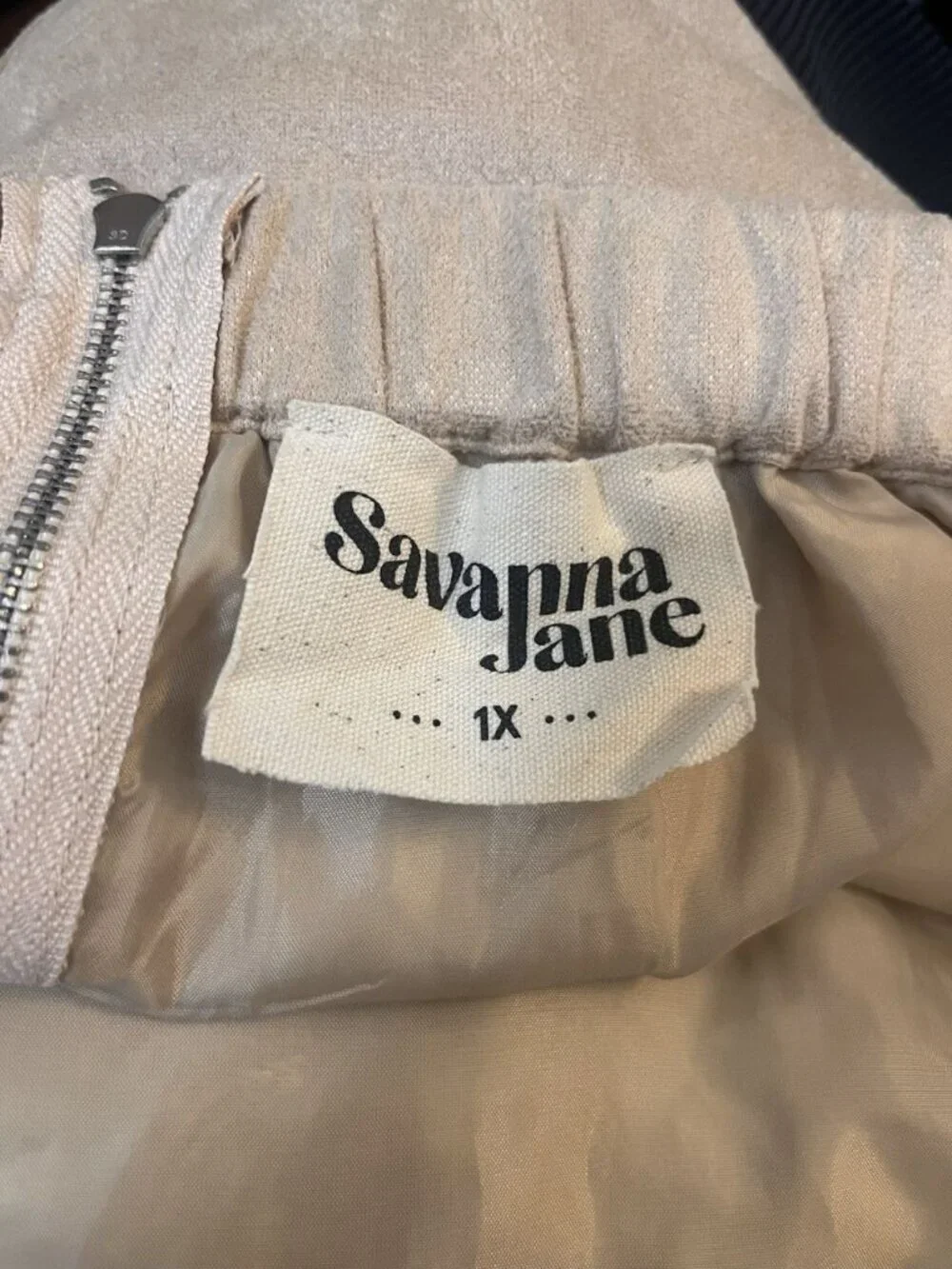 Savanna Jane Embroidered Boho Aztec Mini Skirt Sz 1X Faux Suede Tan A line